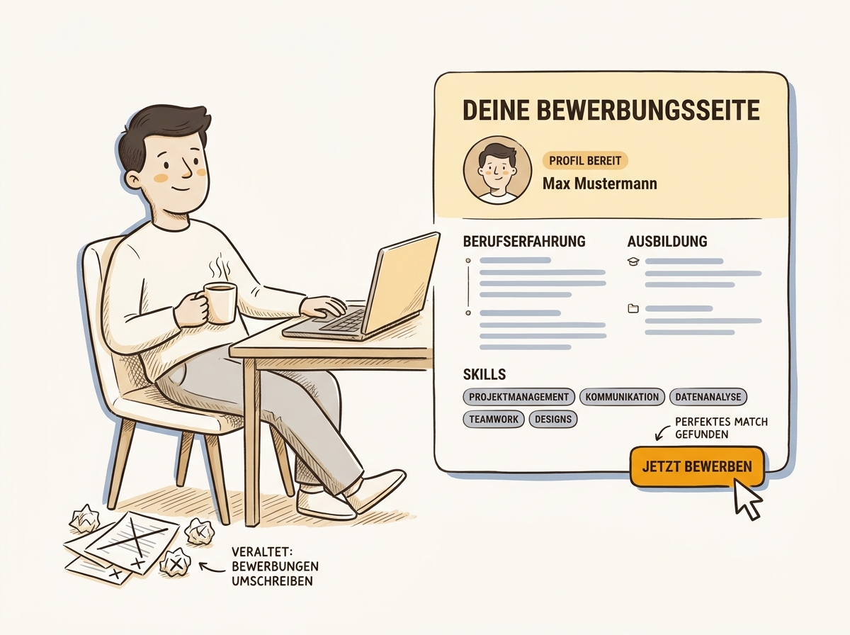 Das fertige Bewerbungspaket mit teilbarer Bewerbungsseite, Profil und passenden Unterlagen